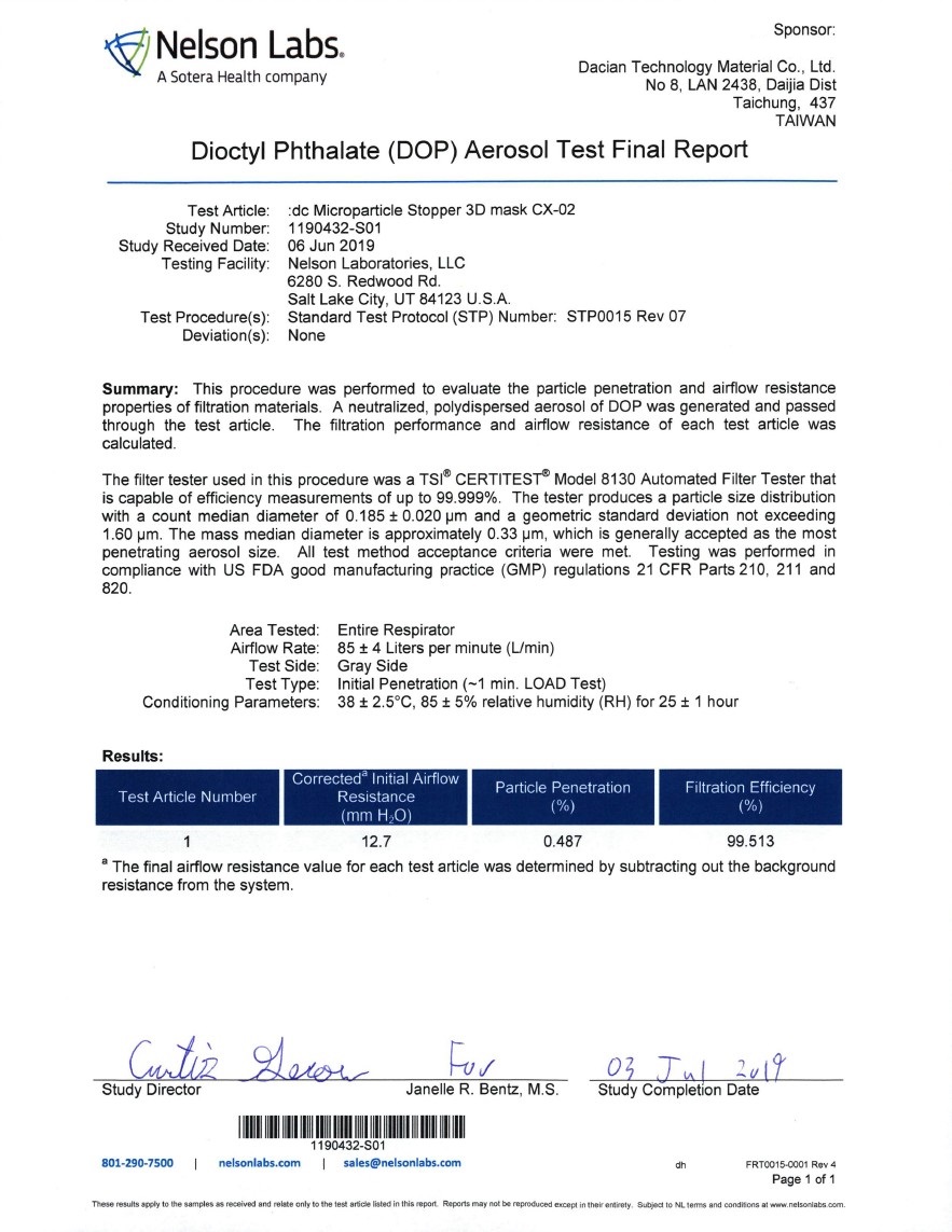 NELSON Lab <br>DOP 油性粒子測試